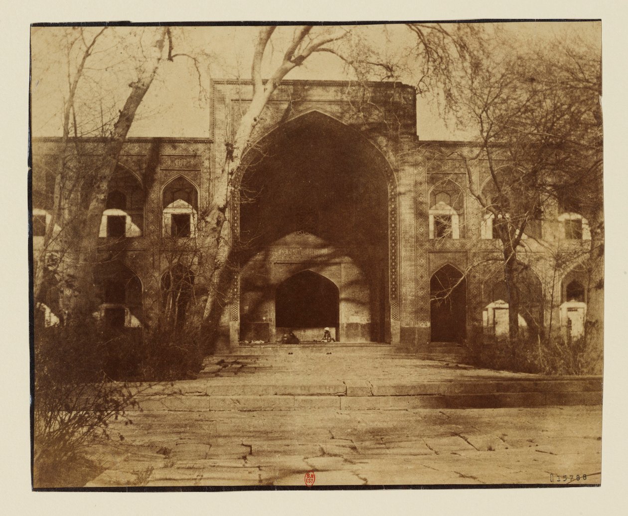 Isfahan, college Medresseh Maderi Shah Sultan Hussein madrasa van de moeder van de Shah door Luigi Pesce