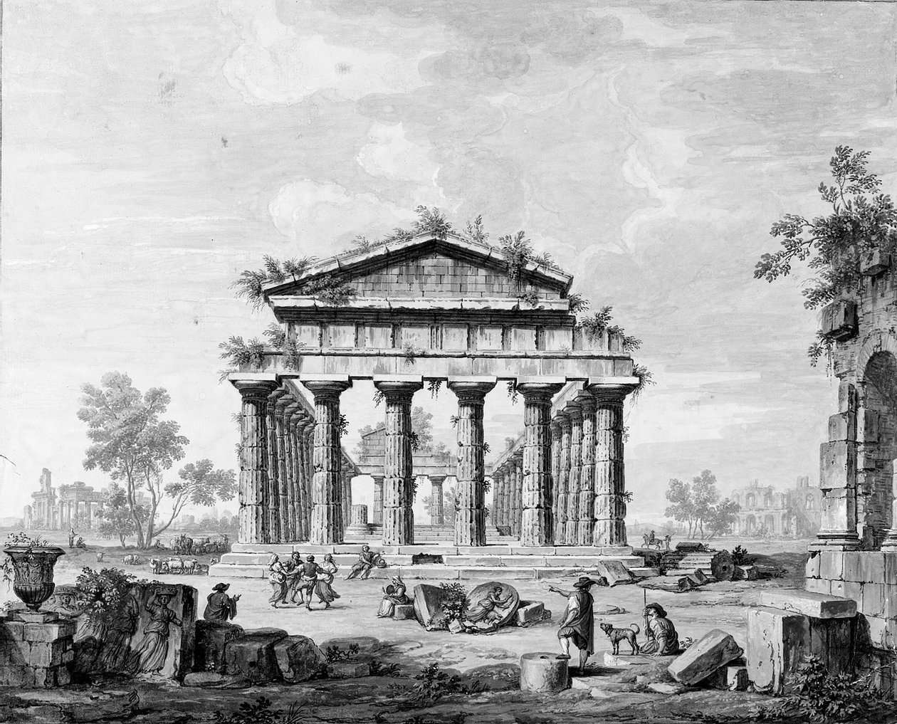 De tempel van Juno in Paestum door Luigi Balugani