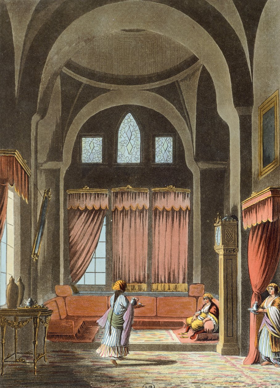 Interieur van een harem in Caïro door Luigi Mayer
