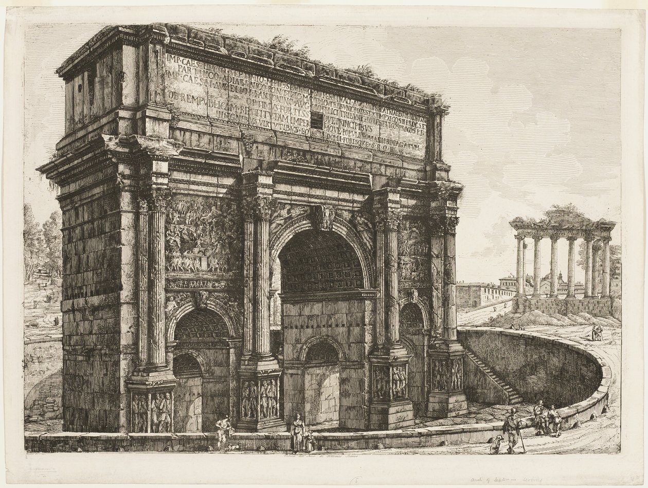 De boog van Septimus Severus door Luigi Rossini