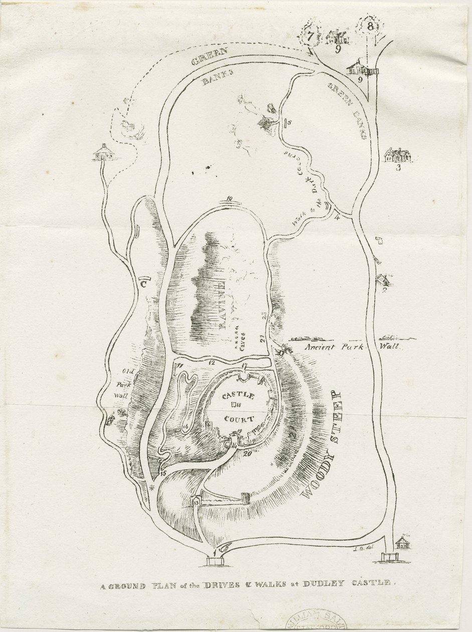 Dudley Kasteel: lithografie, nd [ca. 1825] door Luke Booker