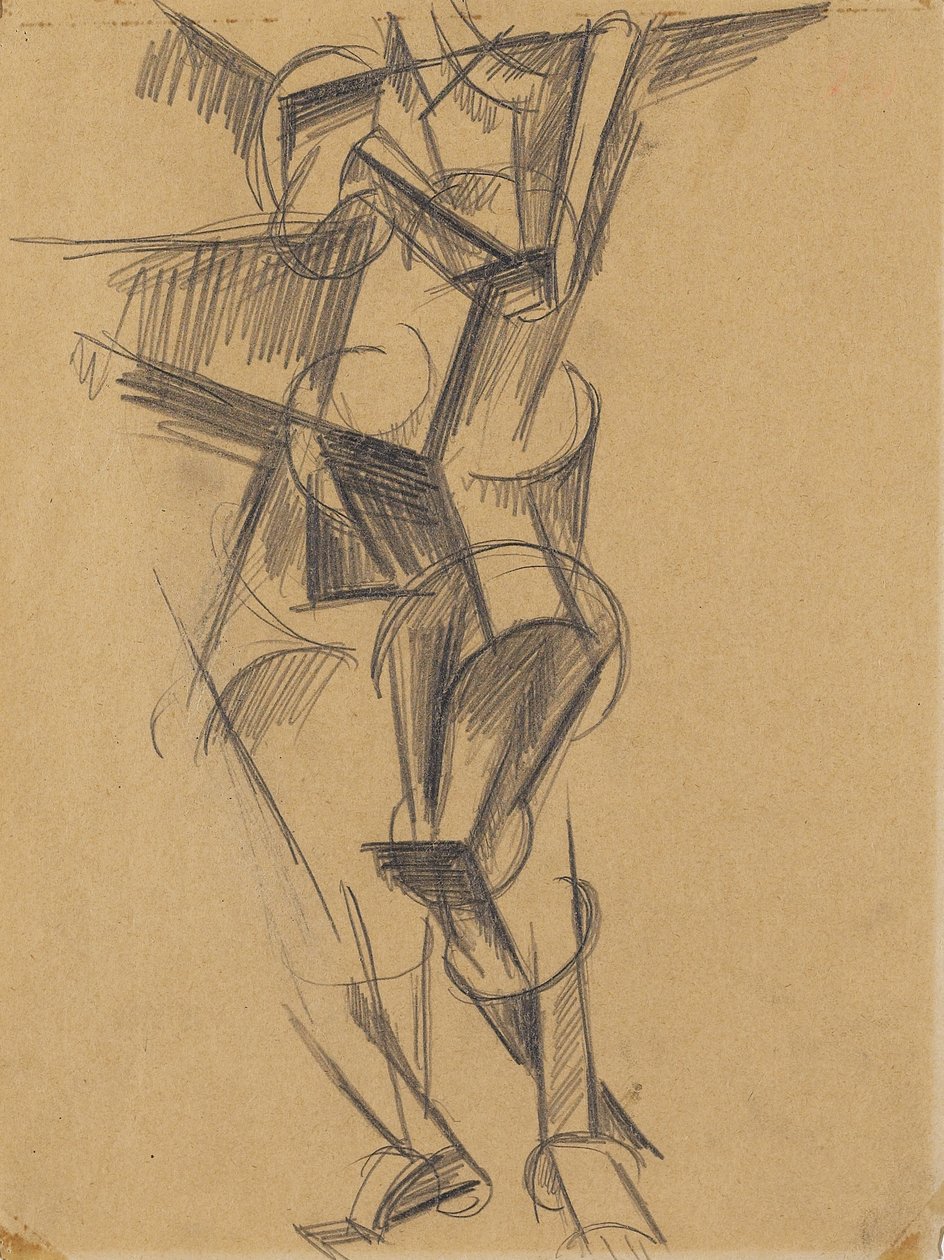 Kubistische man (staande figuur), 1915 door Lyubov Sergeevna Popova