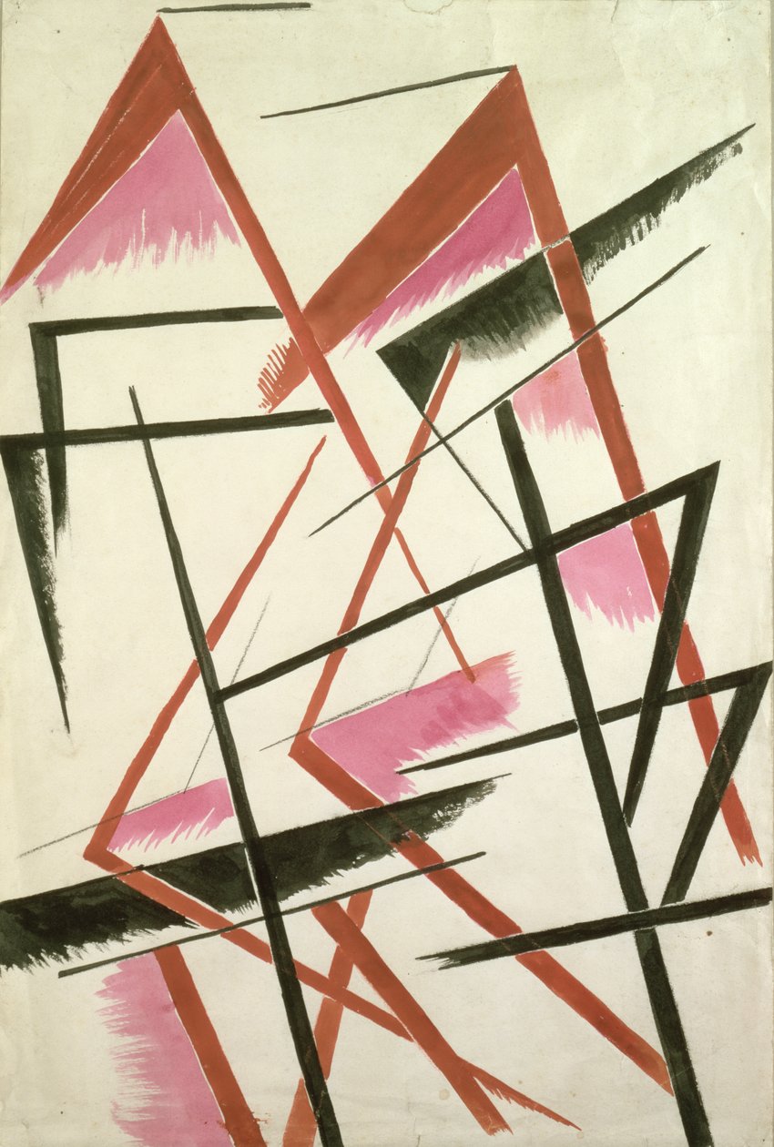 Lineaire Constructie, ca. 1921 door Lyubov Sergeevna Popova
