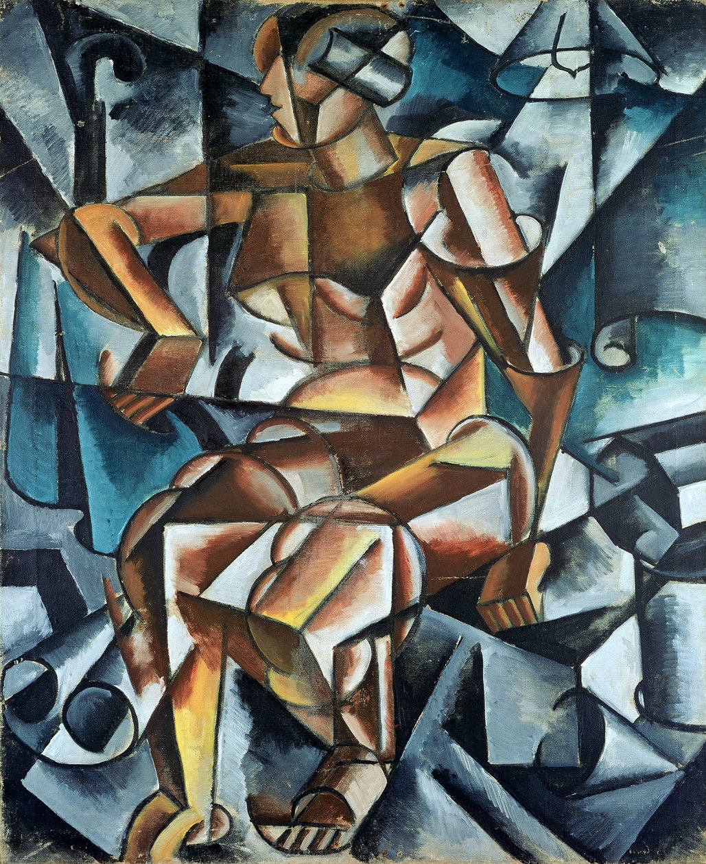 Zittend Figuur, 1914-15 door Lyubov Sergeevna Popova