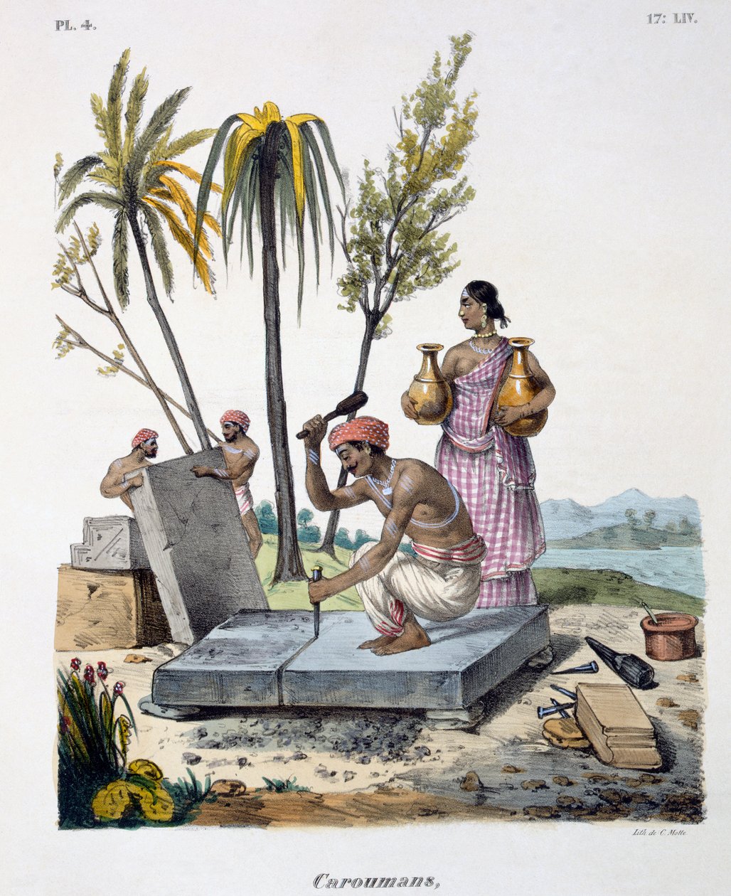 Steenhouwers, 1827-35 door M.E. Burnouf