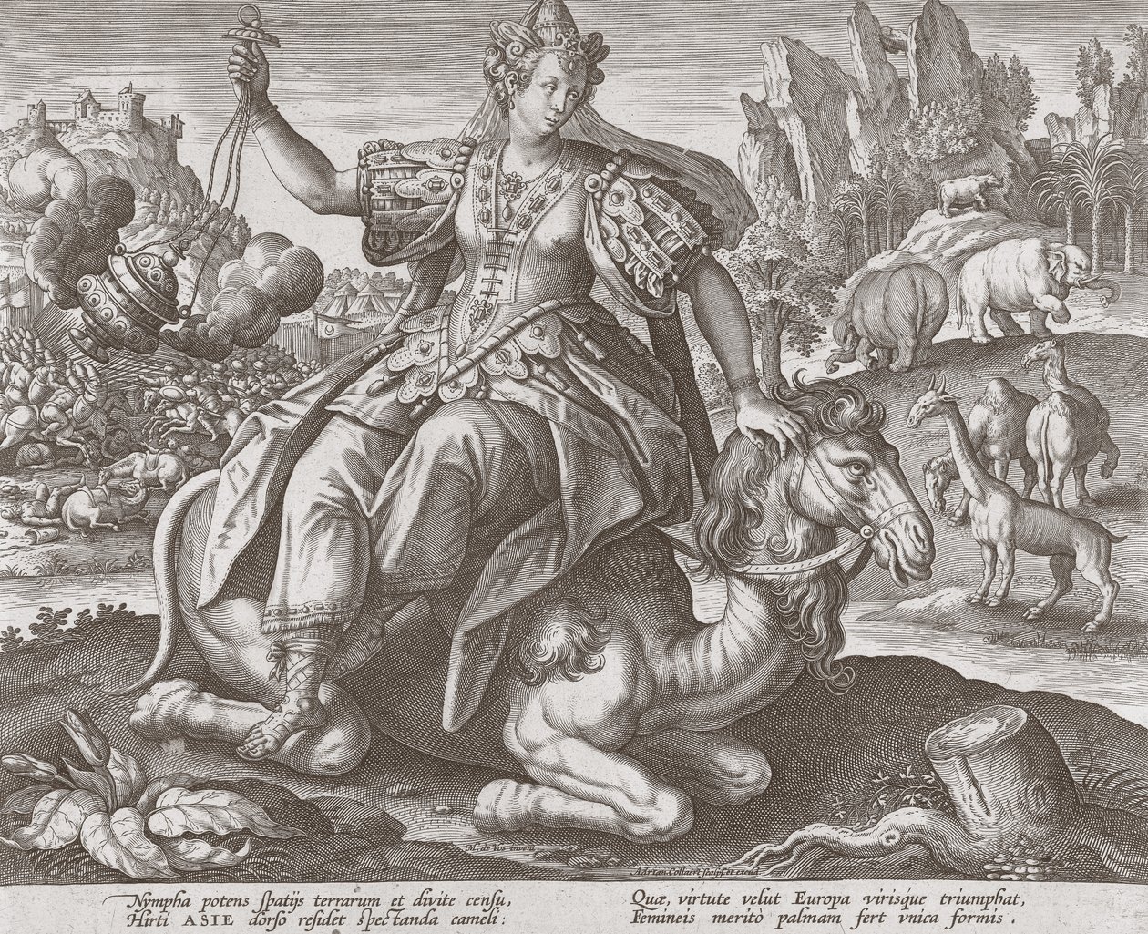 Azië uit De Vier Continenten, pub. ca. 1588-89 door Maarten de after Vos