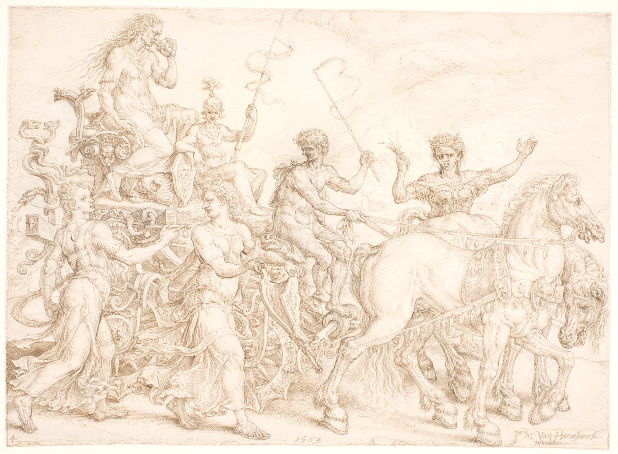 Triomfwagen. Invidia (Afgunst) door Maarten van Heemskerck