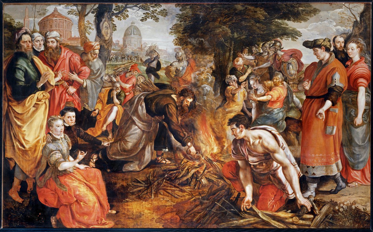 Sint Paulus gestoken door een adder ... door Maerten de Vos
