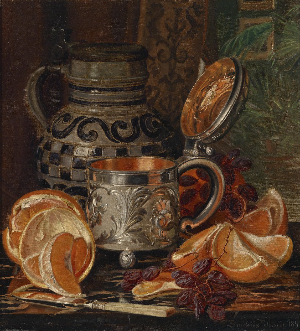 Stilleven met sinaasappels door Magnus Otto Sophus Petersen
