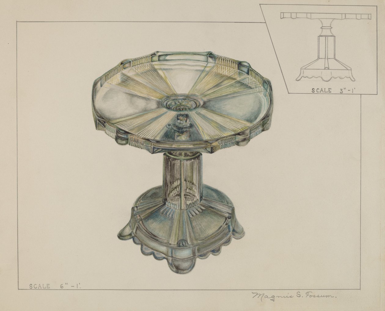 Glazen Taartstandaard, ca. 1936 door Magnus S. Fossum