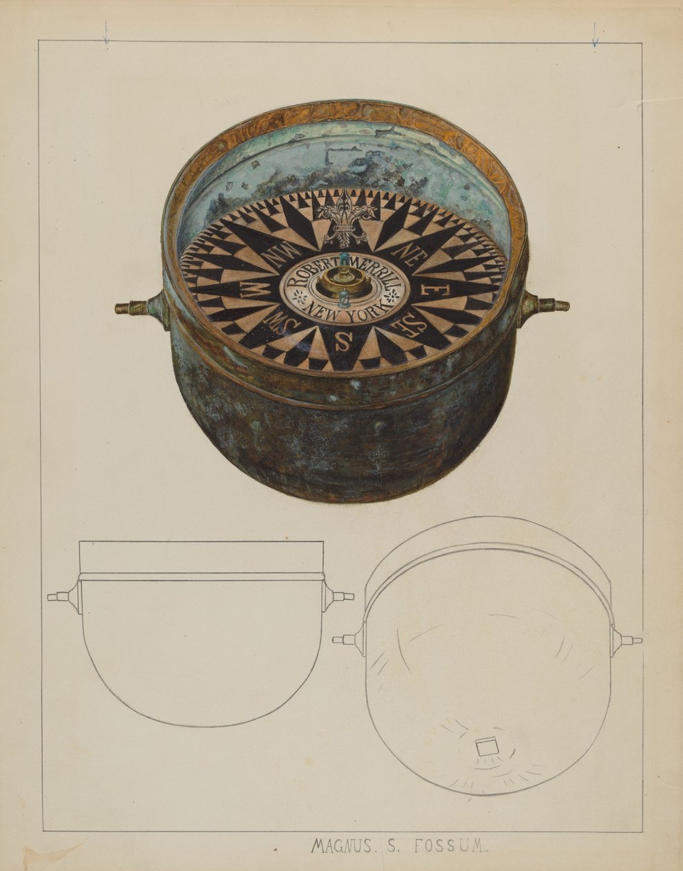 Scheepskompas, ca. 1937 door Magnus S. Fossum