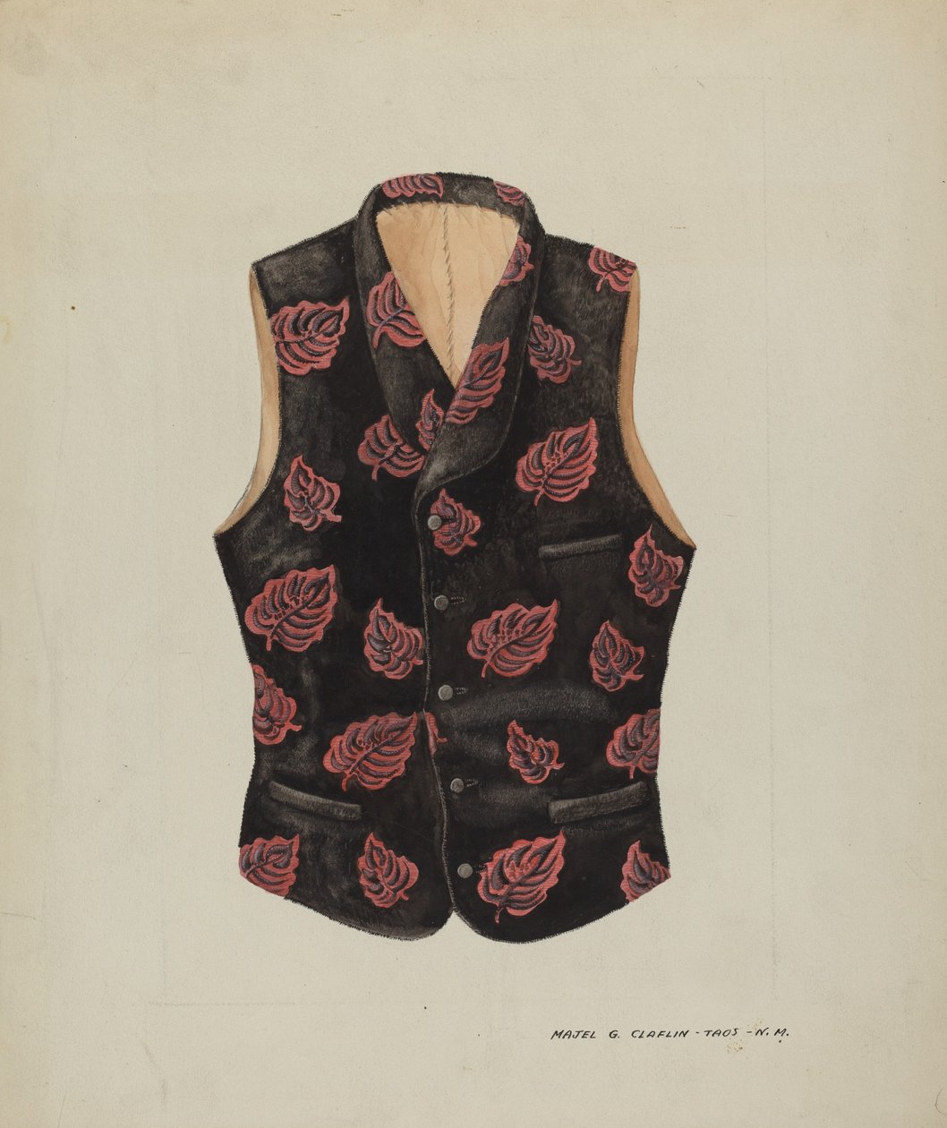 Geborduurde Fluwelen Vest door Majel G. Claflin