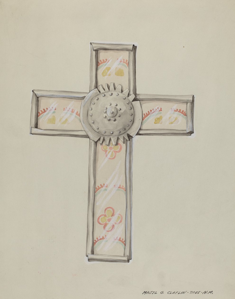 Blik & behang kruis, ca. 1937 door Majel G. Claflin