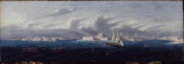 Uitzicht op de haven van Valetta, Malta door Maltese School
