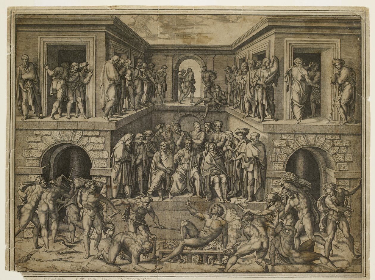 Het martelaarschap van St. Laurentius, ca. 1525 door Marcantonio Raimondi