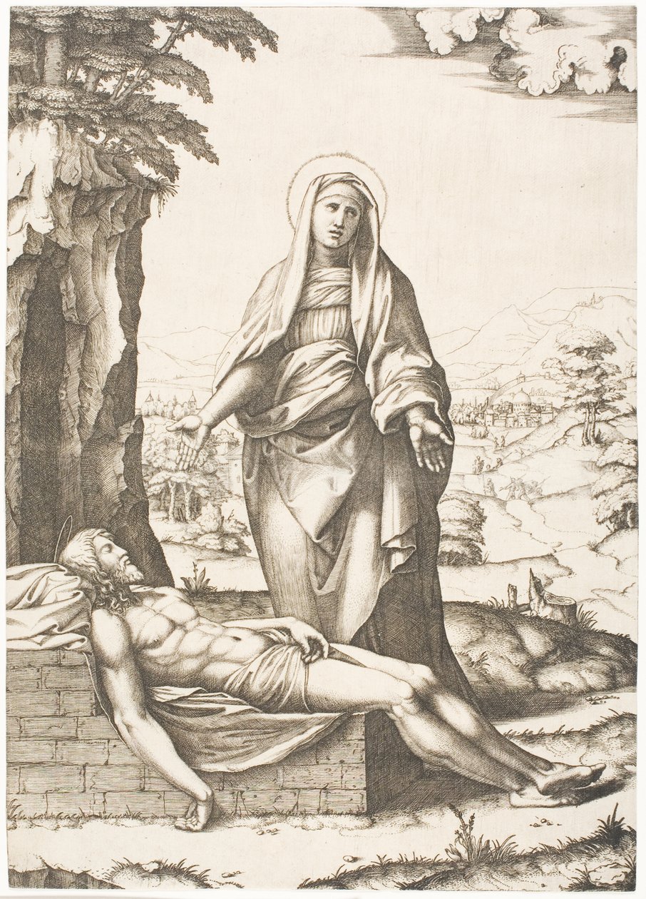 De Pietà door Marcantonio Raimondi