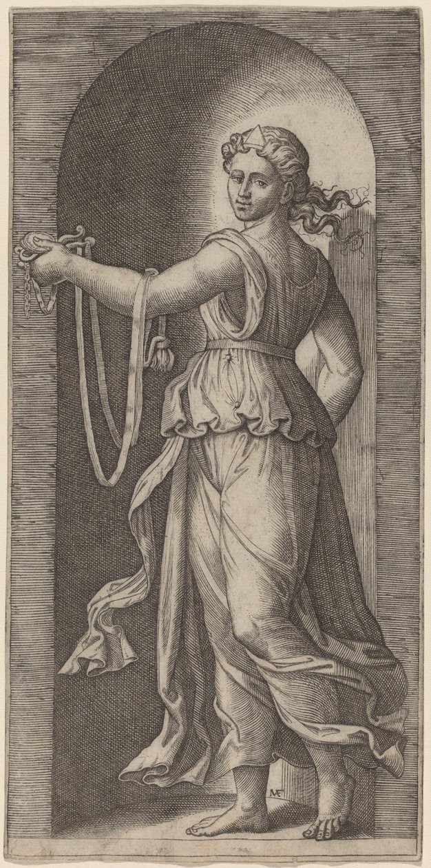 Gematigdheid door Marcantonio Raimondi after Raphael
