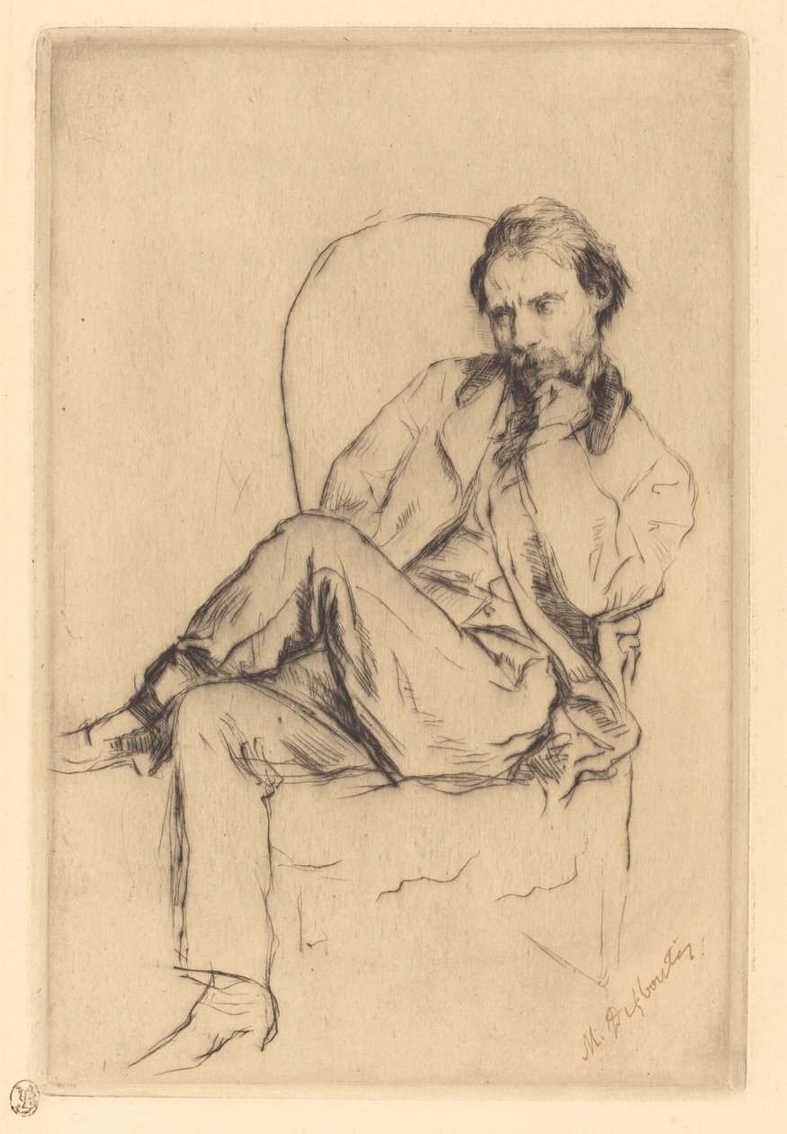Renoir zittend door Marcellin Gilbert Desboutin