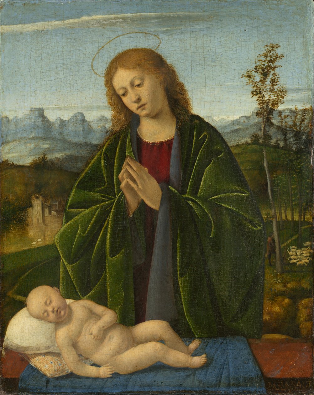 Madonna aanbidt het kind, ca. 1520 door Marco Basaiti