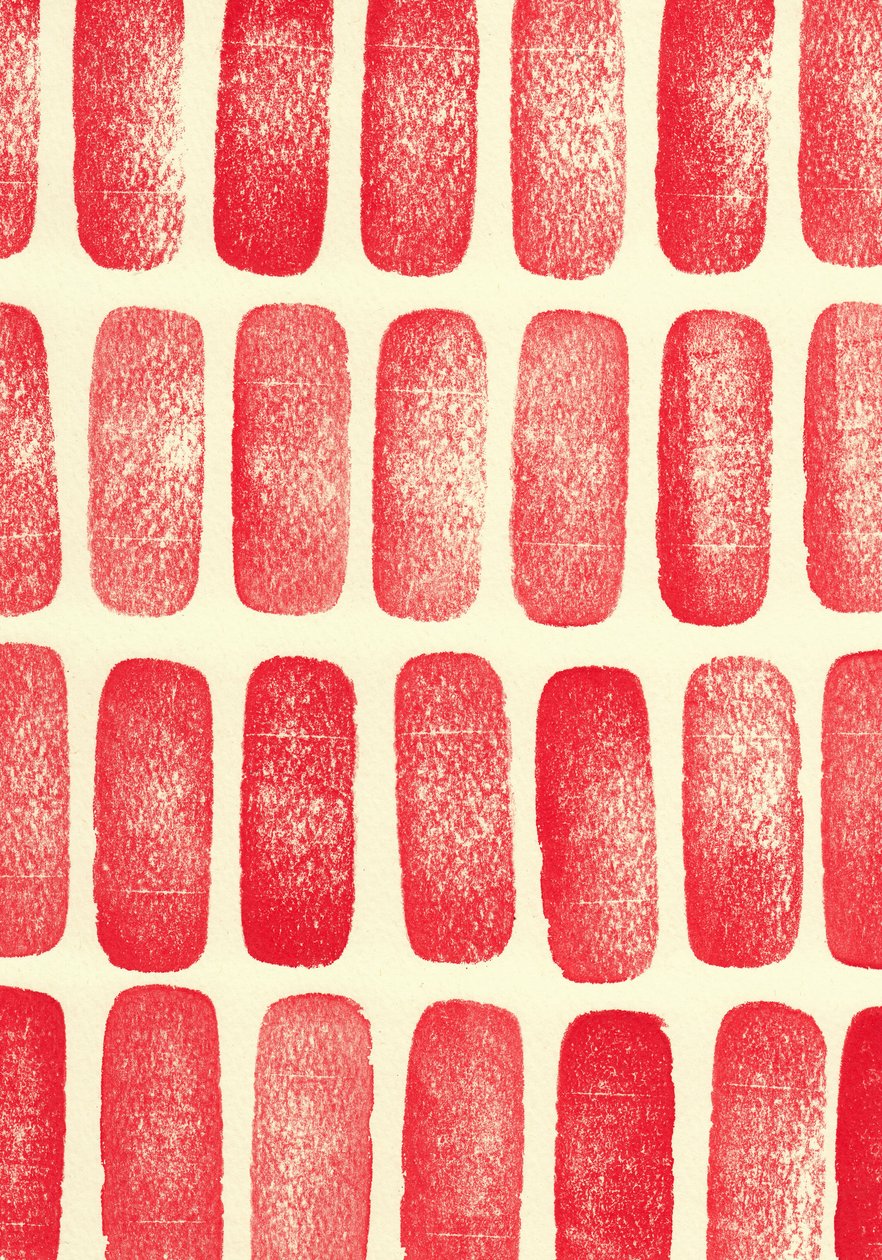 Stenen_rood, 2017 (rubberen stempels) door Marco Campedelli