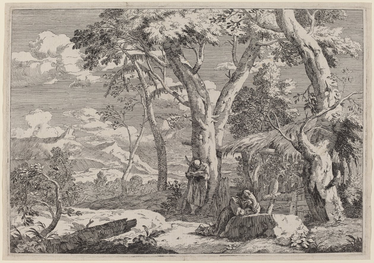 Wildernislandschap met Twee Monniken door Marco Ricci