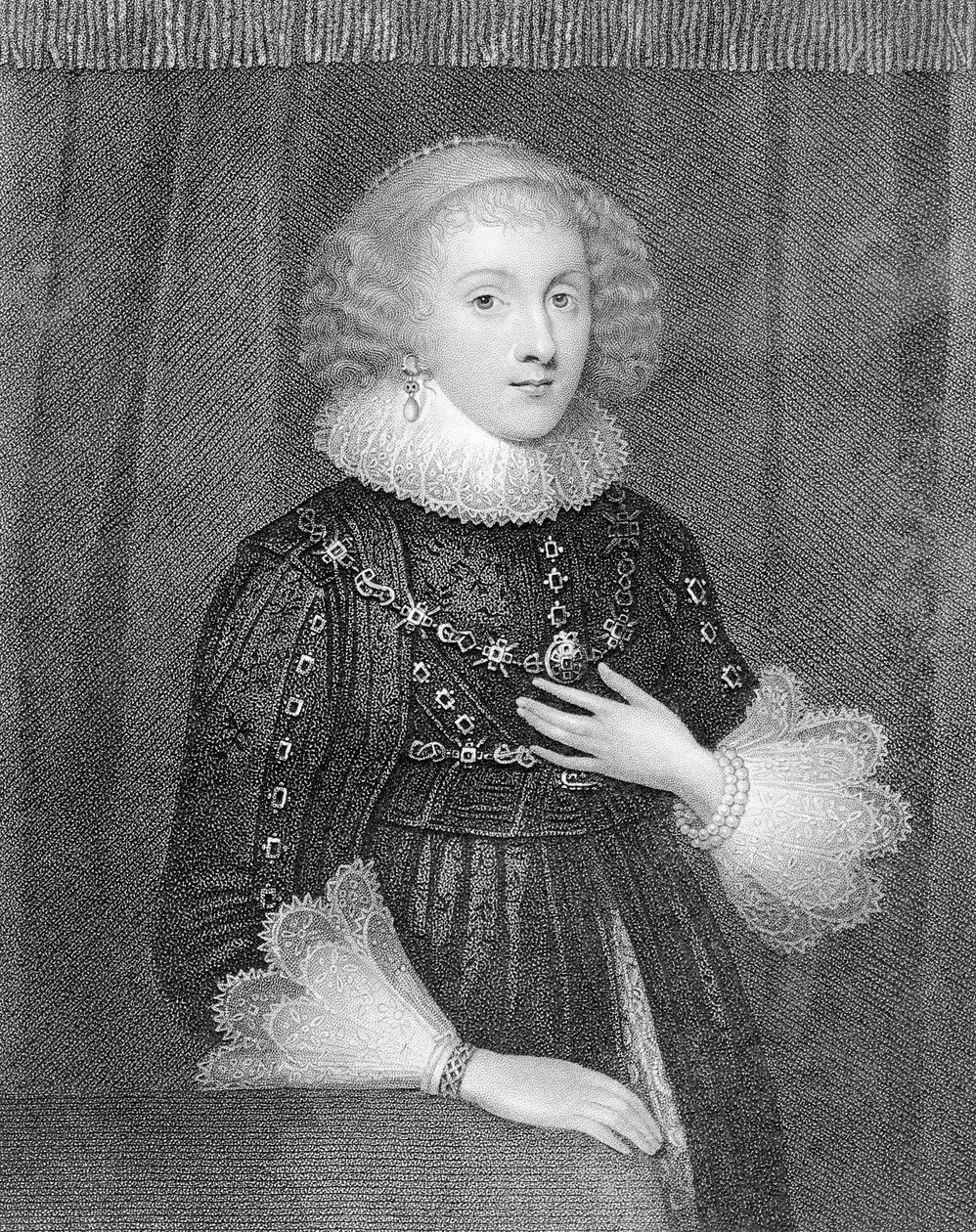 Mary Sidney, Gravin van Pembroke, gegraveerd door W.J.Fry door Marcus Garret Gheeraerts the Younger