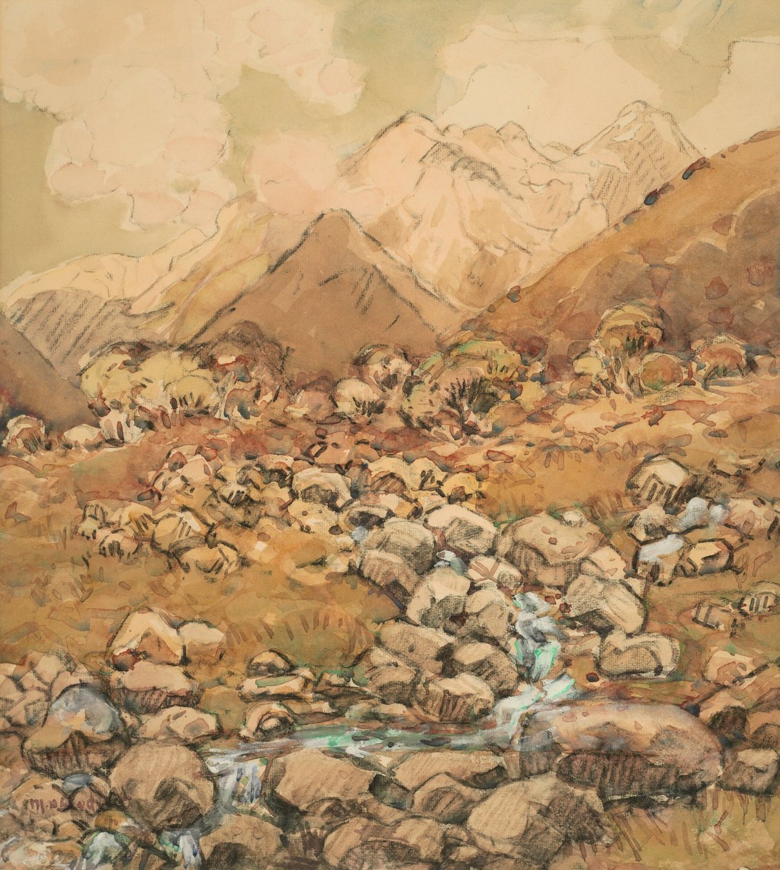 Uitzicht op Mount Cook door Margaret Stoddart