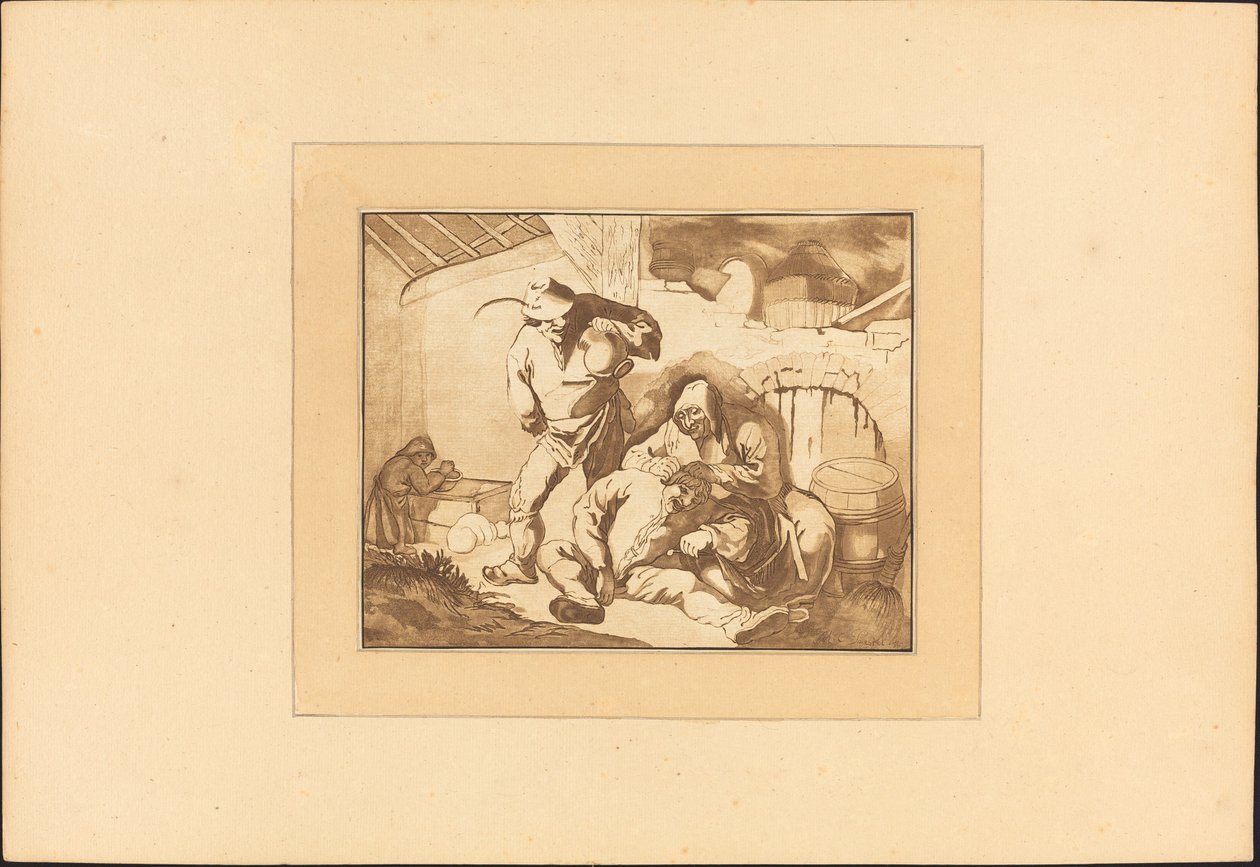 Boerenscène door Maria Catharina Prestel after Isack van Ostade