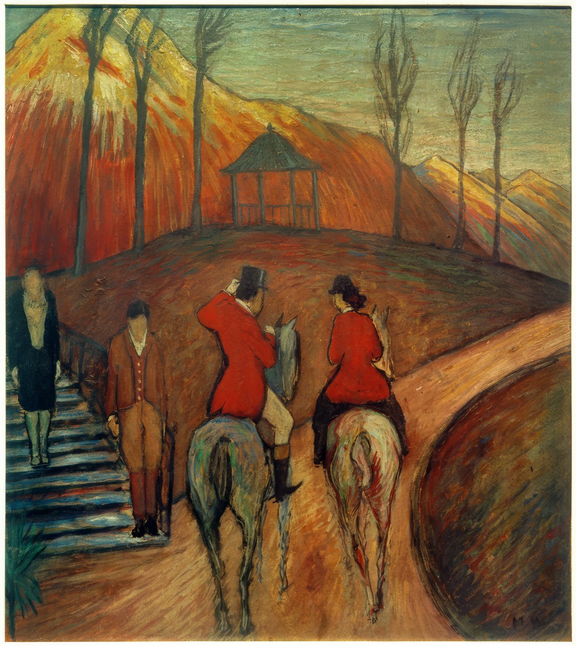 Landschap met ruiter en amazone door Marianne von Werefkin