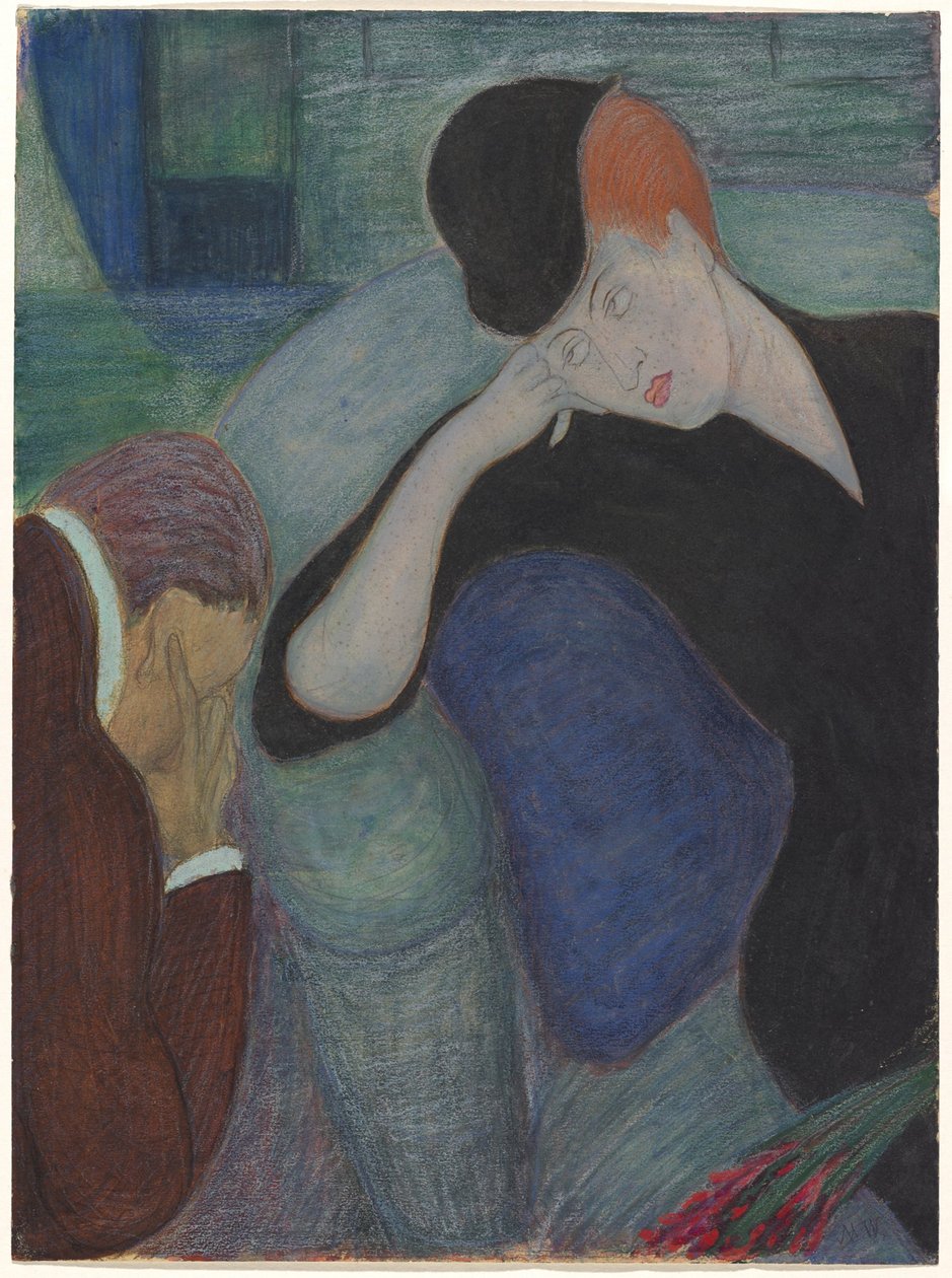 Interieur met zittend paar door Marianne von Werefkin