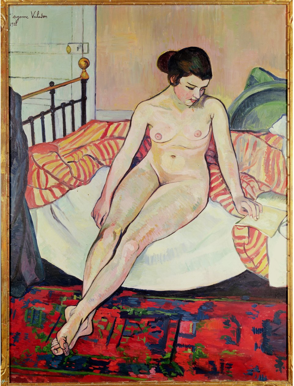 Naakt met een gestreepte deken, 1922 door Marie Clementine (Suzanne) Valadon
