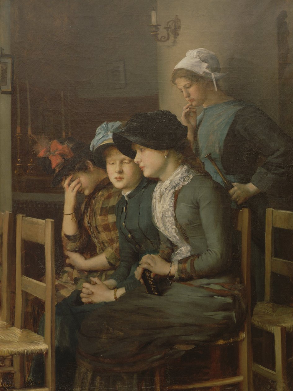 Jonge meisjes in de kerk door Marie Petiet