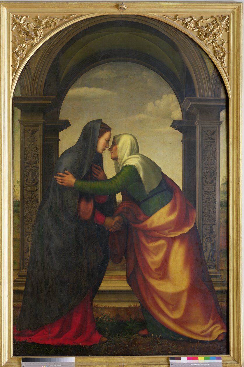 Het bezoek van St. Elizabeth aan de Maagd Maria, 1503 door Mariotto Albertinelli