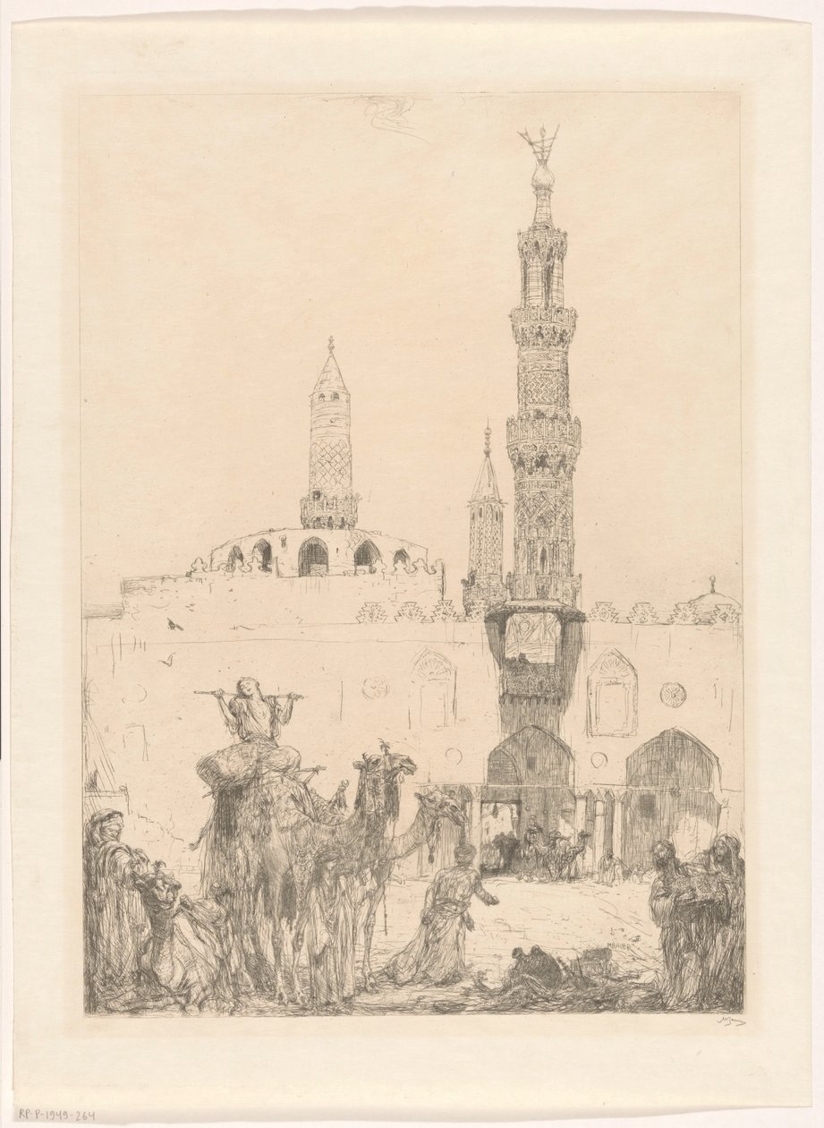 Al-Azhar-moskee in Caïro door Marius Bauer (signed by artist)