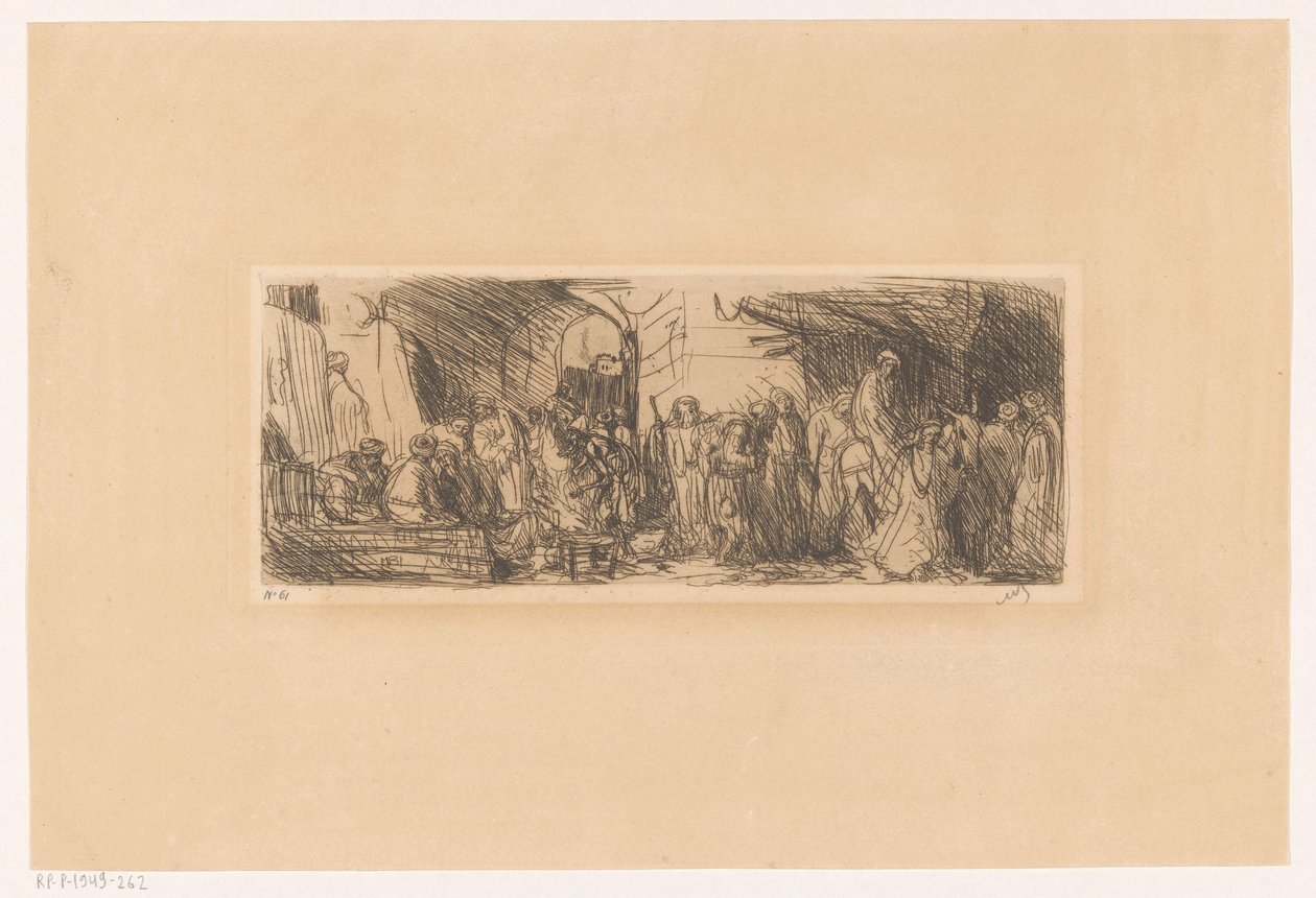 Straat in Jeruzalem door Marius Bauer (signed by artist)