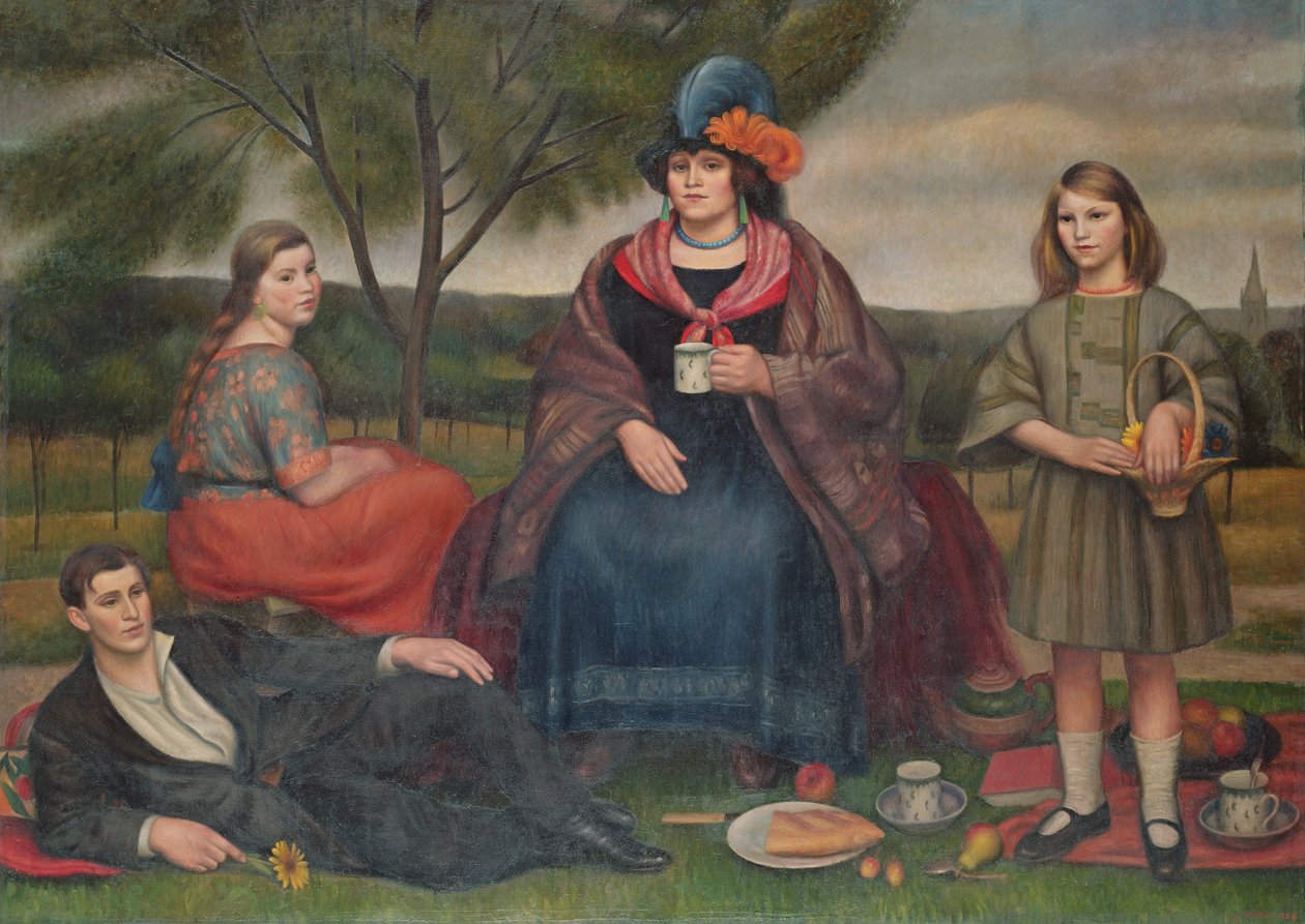 Familie Coster op Hampstead Heath, 1924 door Mark Gertler