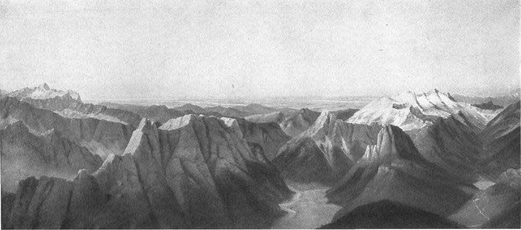 Uitzicht vanaf Mangart op Rabelj en Kanin en op Triglav door Marko Pernhart