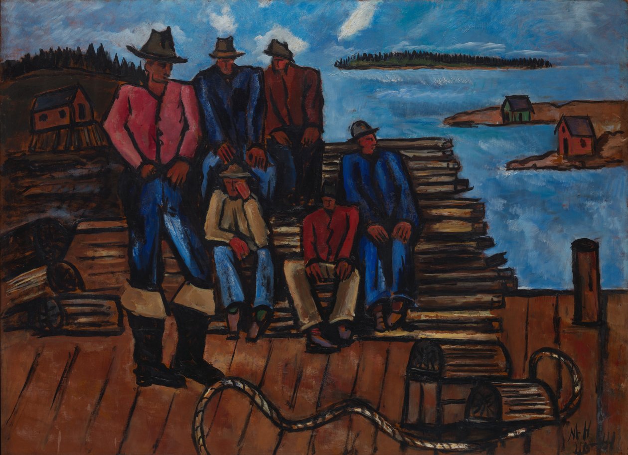 Kreeftvissers, 1940-41 door Marsden Hartley