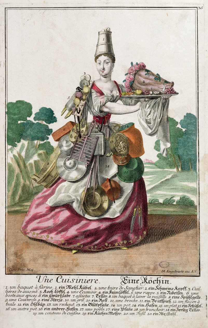 De kok, ca. 1735 door Martin Engelbrecht