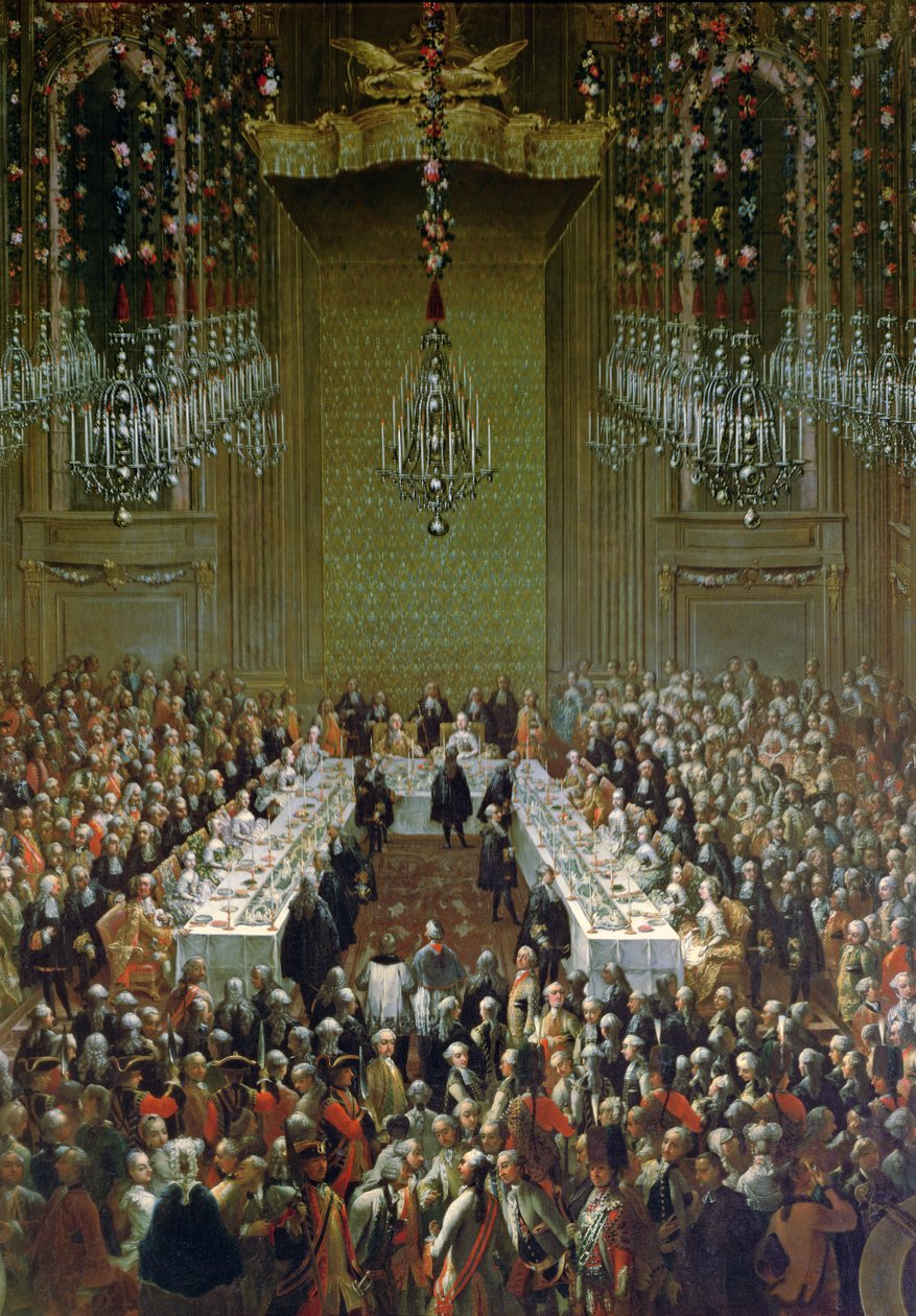 Banket in de Redoutensaal, Wenen, 1760 (detail) door Martin II Mytens or Meytens