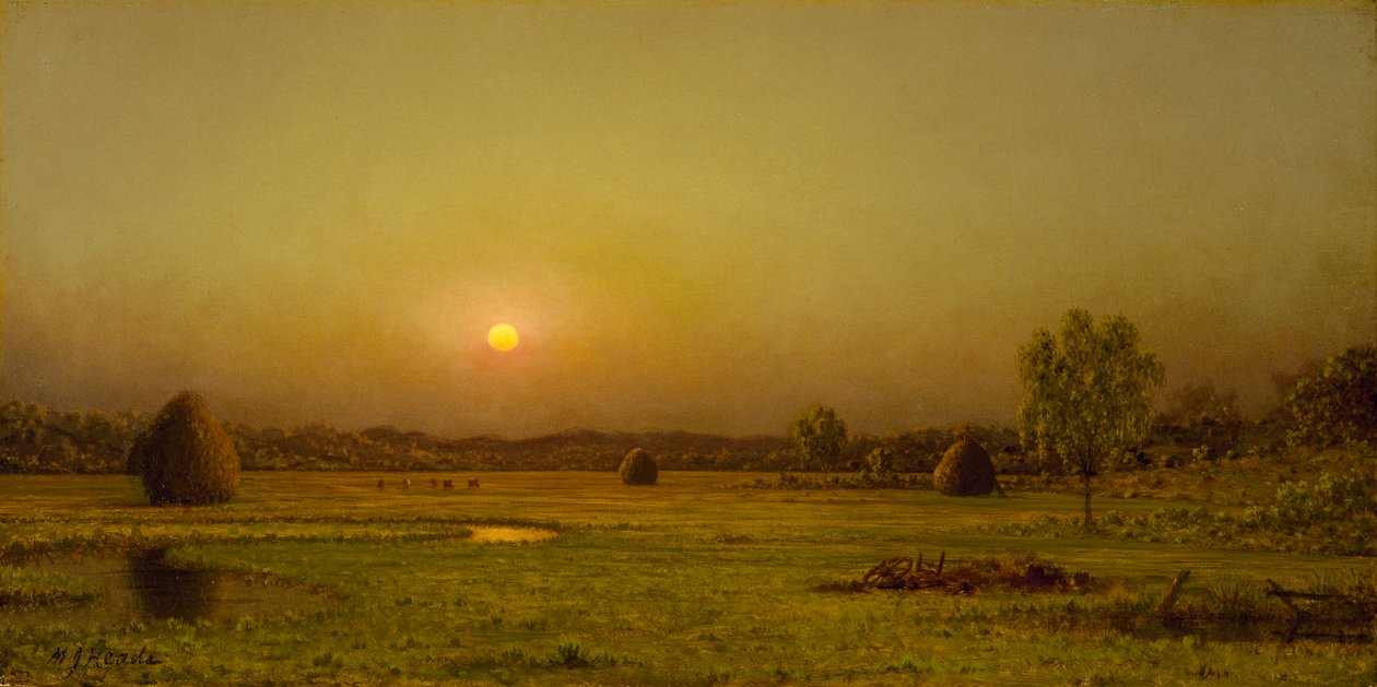 Marsh Zonsondergang, Newburyport, Massachusetts, ca. 1876-1882 door Martin Johnson Heade