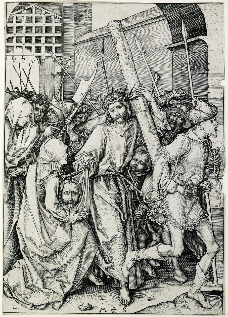 Christus draagt het kruis door Martin Schongauer