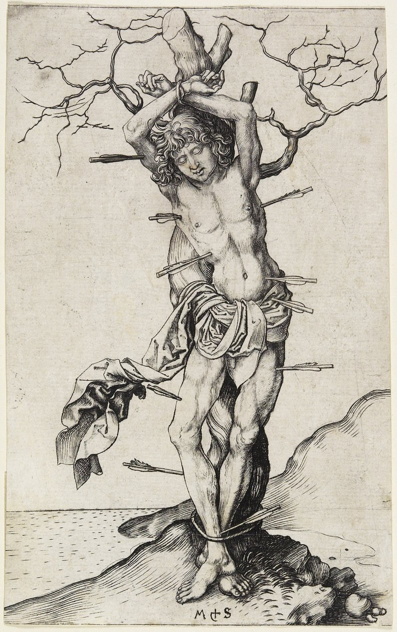 Sint Sebastiaan, ca. 1480-1490 door Martin Schongauer