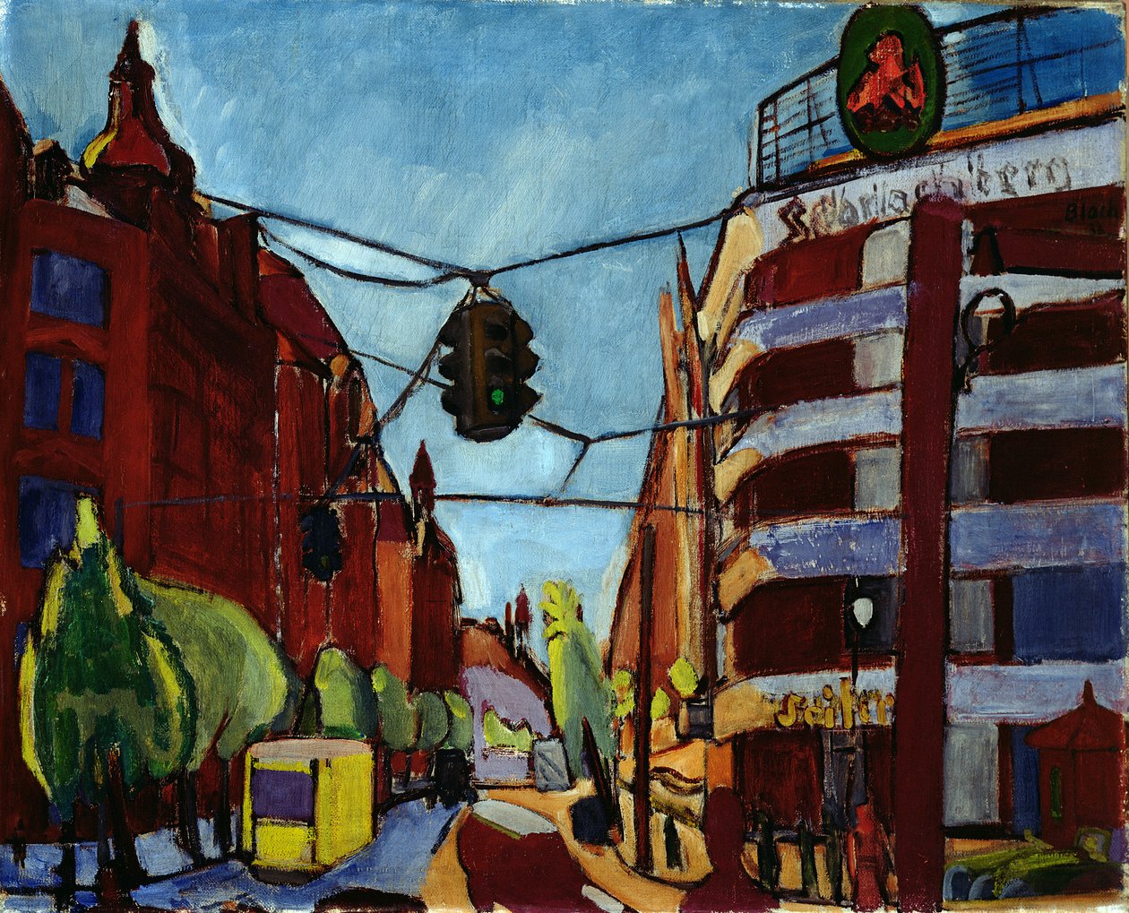 Kurfürstendam, Berlijn (olieverf op doek) door Martin Bloch