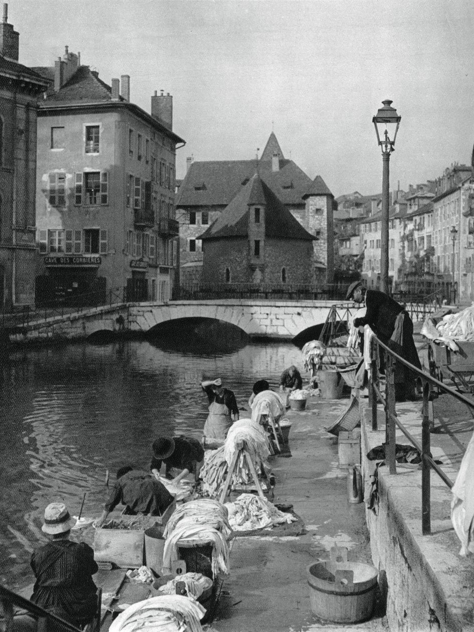 Thiou-kanaal, Annecy, Frankrijk, 1937 door Martin Hurlimann
