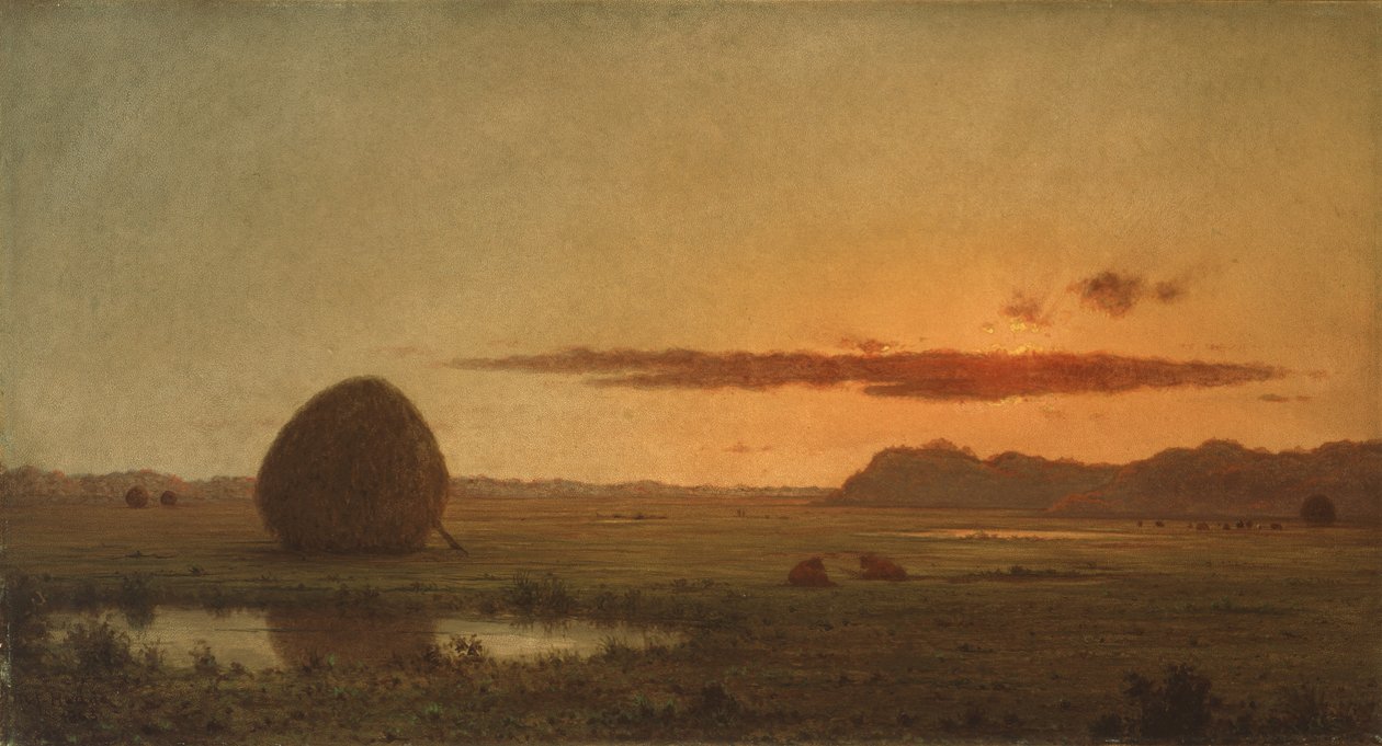 Zonsondergang, Newburyport Meadows door Martin Johnson Heade