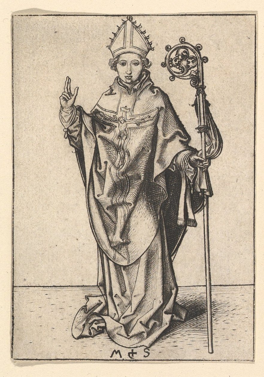 Bisschop Heilige, ca. 1435-1491 door Martin Schongauer