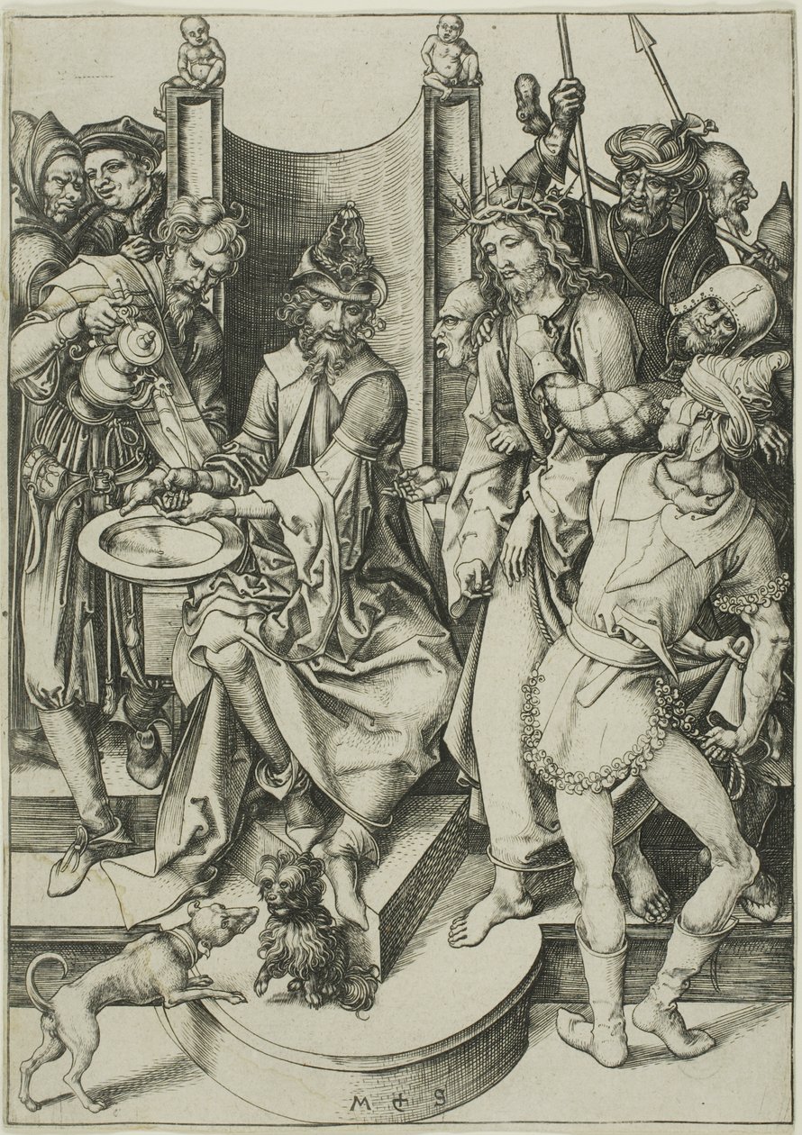 Christus voor Pilatus, uit De Passie door Martin Schongauer