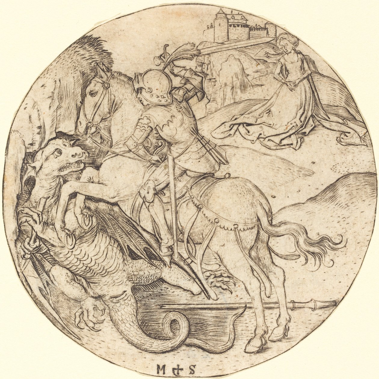 Heilige Joris en de Draak door Martin Schongauer
