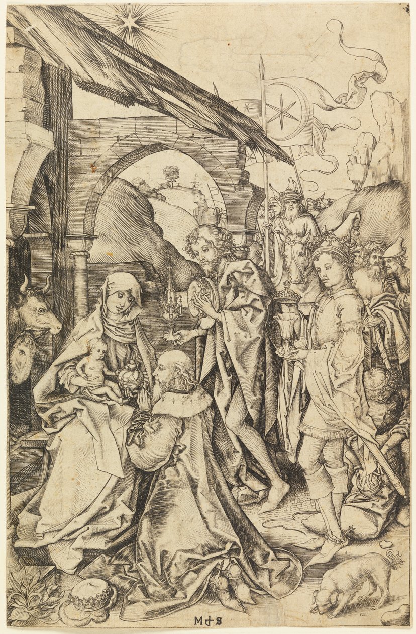 De Aanbidding der Wijzen door Martin Schongauer